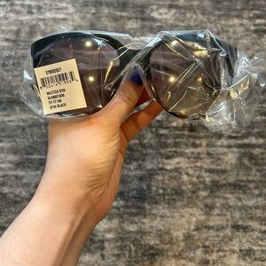 Nautica Black Round Oversized Sunglasses